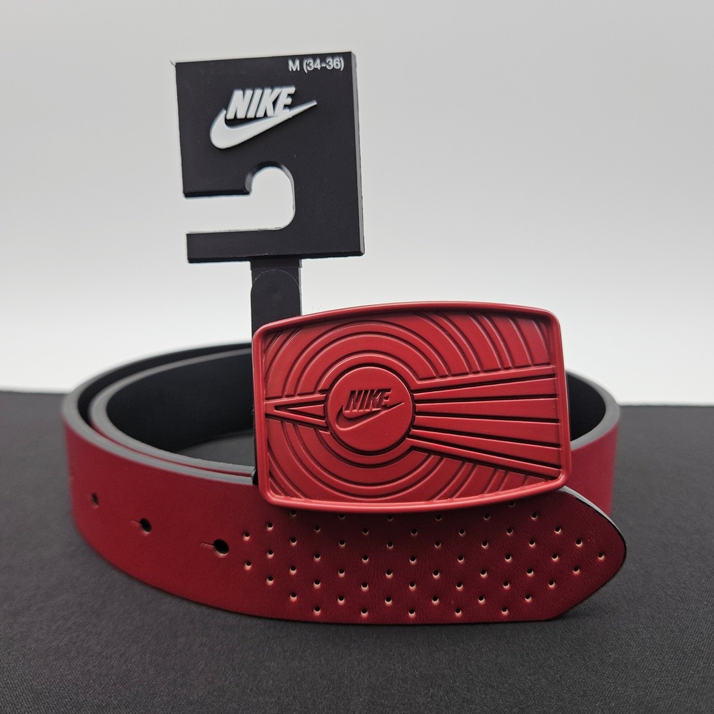 Nike Dunk Belt Synthetic Red Leather with Metal Buckle M (34-36) Sunburst New
